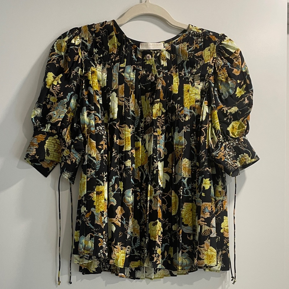 Ulla Johnson Black and Yellow Floral Blouse